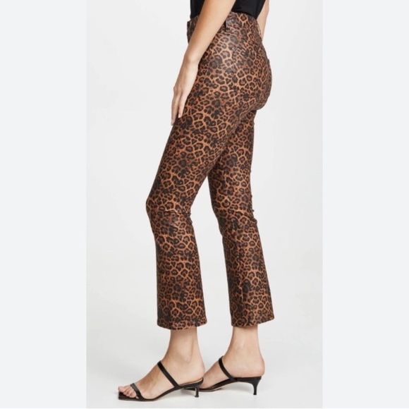 NWT- 7 For All Mankind High Waist Slim Kick Coated Leopard Print Jeans Size: 23 - Picture 3 of 11